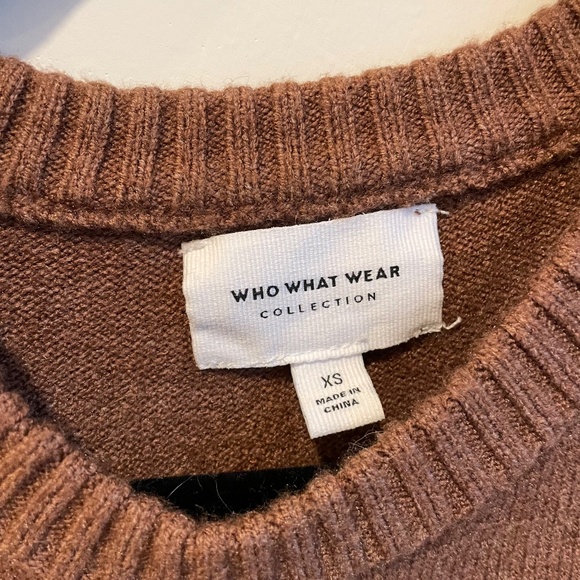 Who What Wear Natalie Cuffed Knit Sweater Top in Brown Clay - Picture 4 of 8